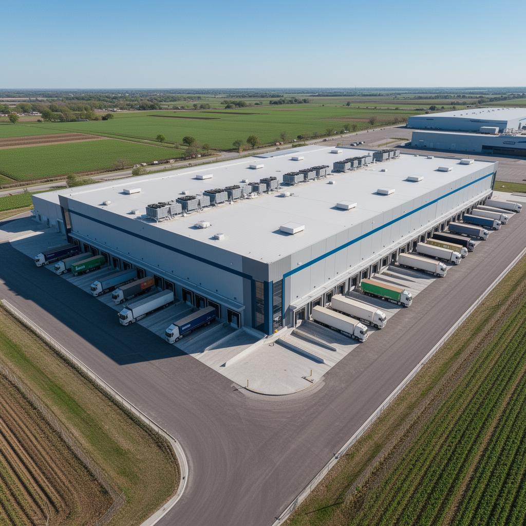 Aerial view of cold storage facility